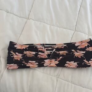 Floral Black and Pink Bandeau Top